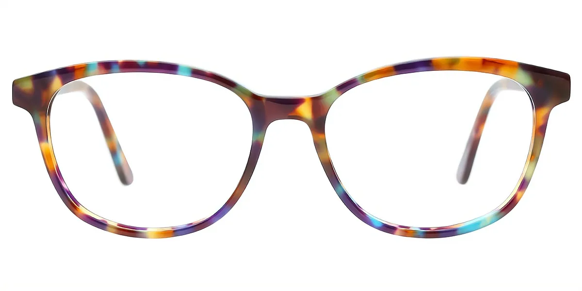 Multicolor Oval Ornate Acetate Eyeglasses