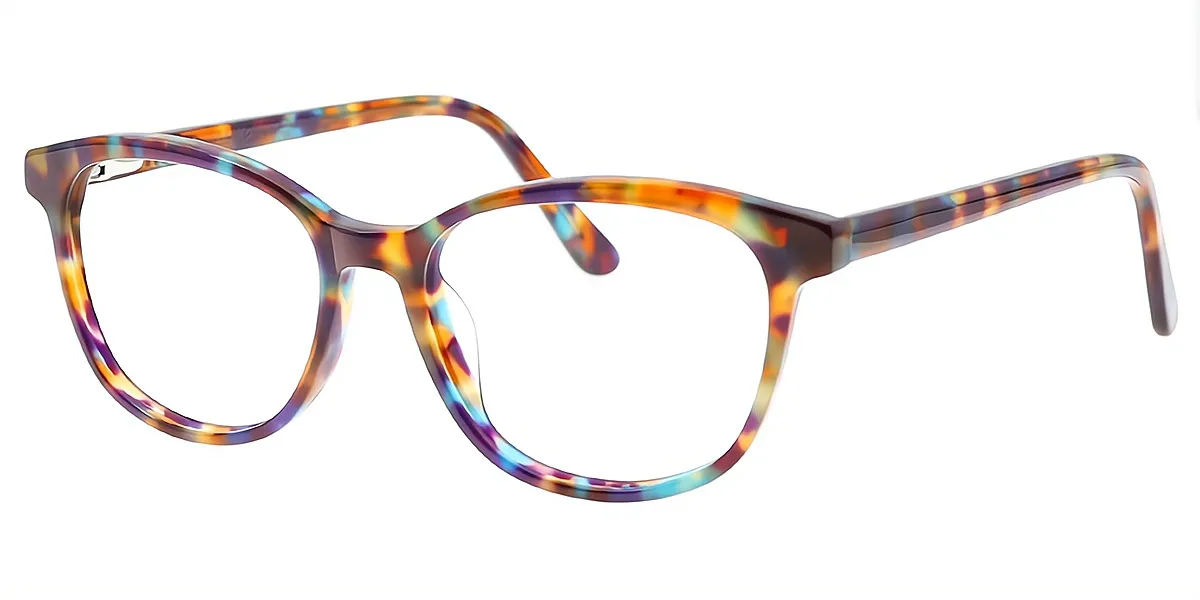 Multicolor Oval Ornate Acetate Eyeglasses