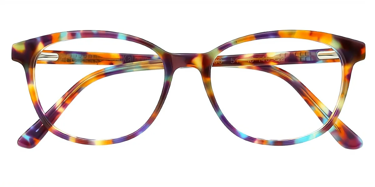 Multicolor Oval Ornate Acetate Eyeglasses