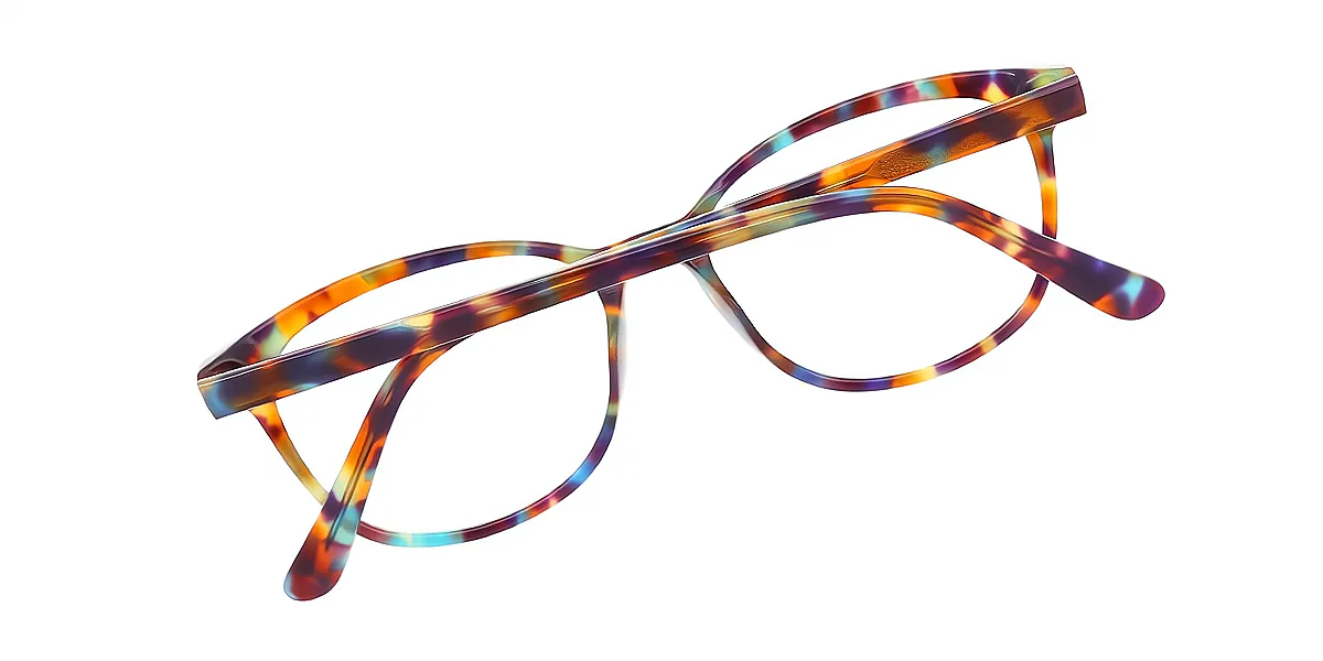Multicolor Oval Ornate Acetate Eyeglasses