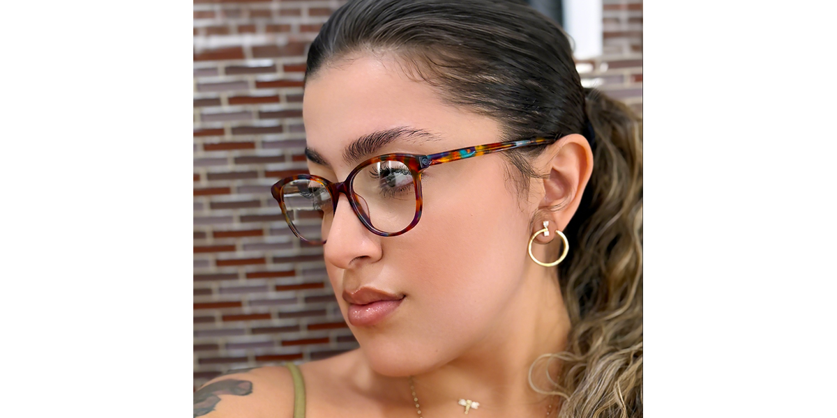 Multicolor Horn Ornate Acetate Eyeglasses