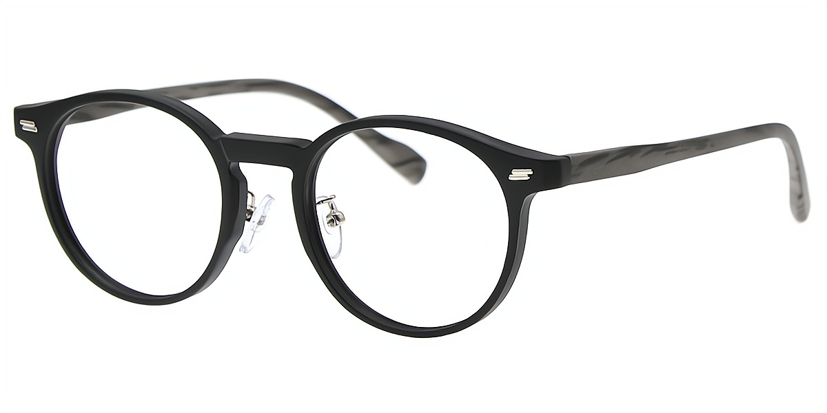 Black Round Retro Plastic Eyeglasses