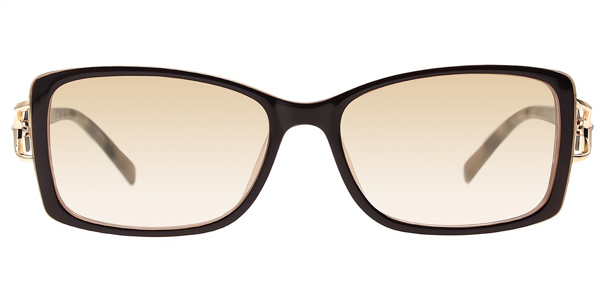 Brown Oval Refined Mixed Materials Eyeglasses