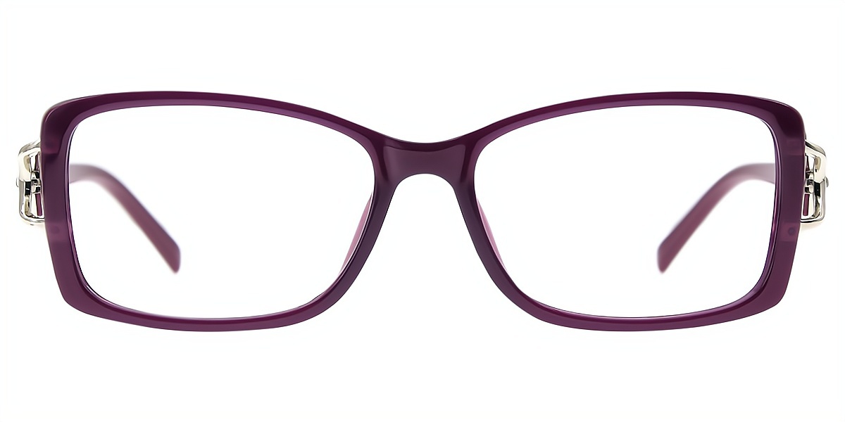 Purple Oval Refined Metal Eyeglasses