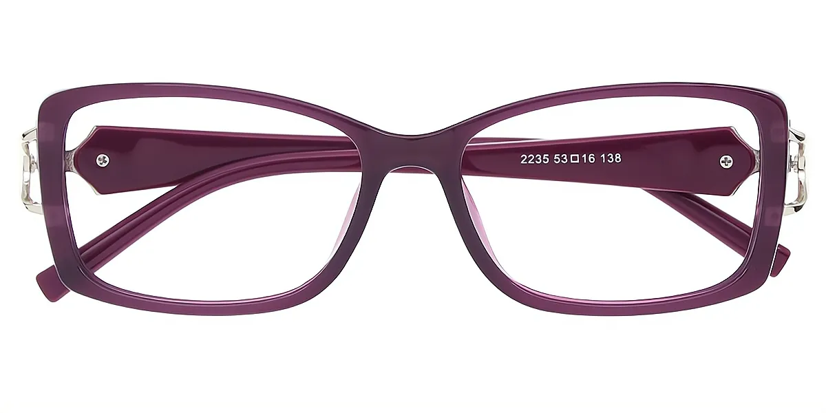 Purple Oval Refined Metal Eyeglasses
