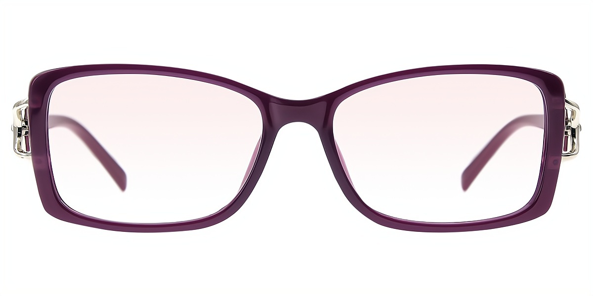 Purple Oval Refined Metal Eyeglasses