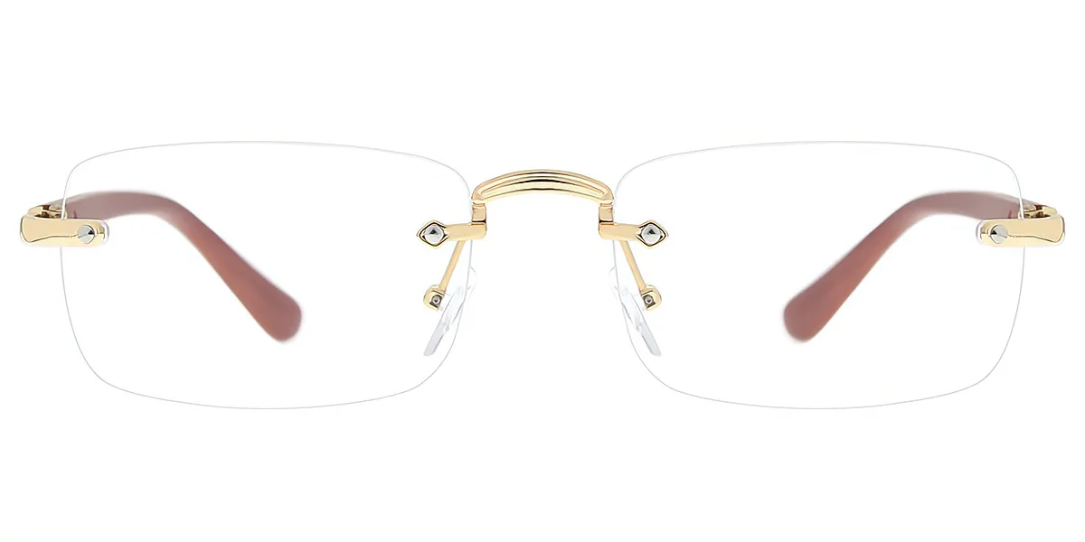Brown Rectangle Elegant Mixed Materials Eyeglasses