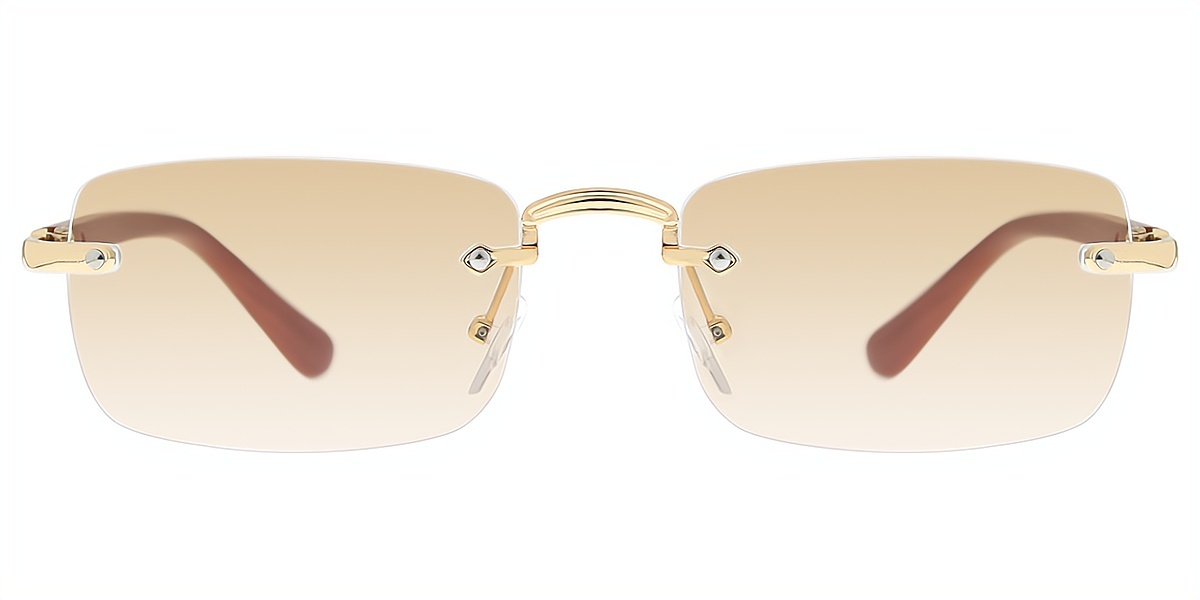 Brown Rectangle Elegant Mixed Materials Eyeglasses