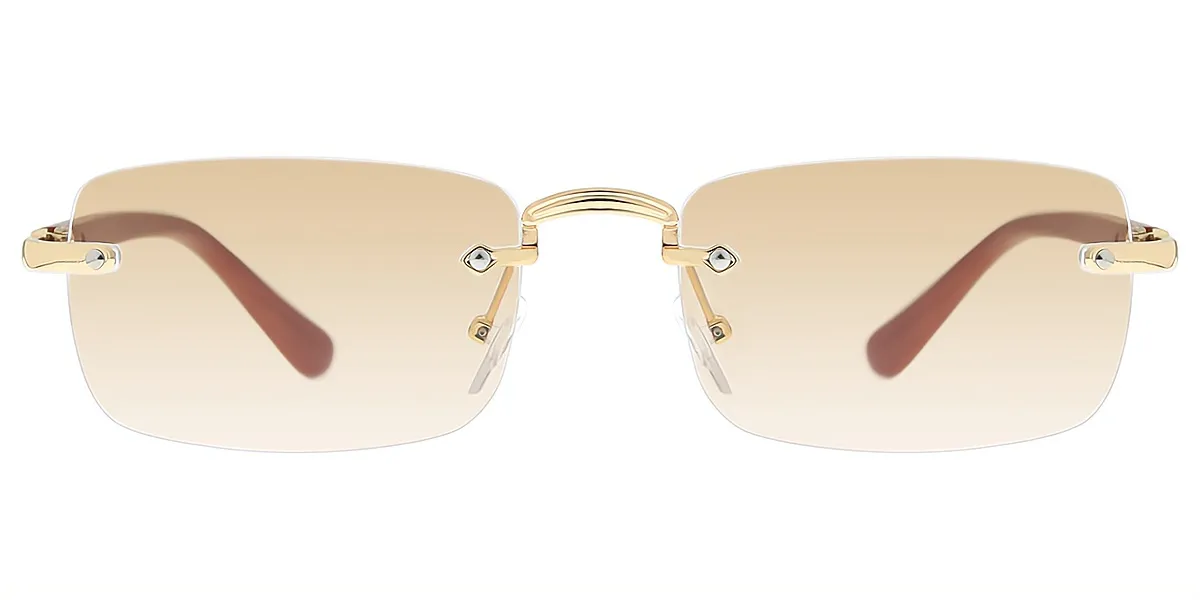 Brown Rectangle Elegant Mixed Materials Eyeglasses