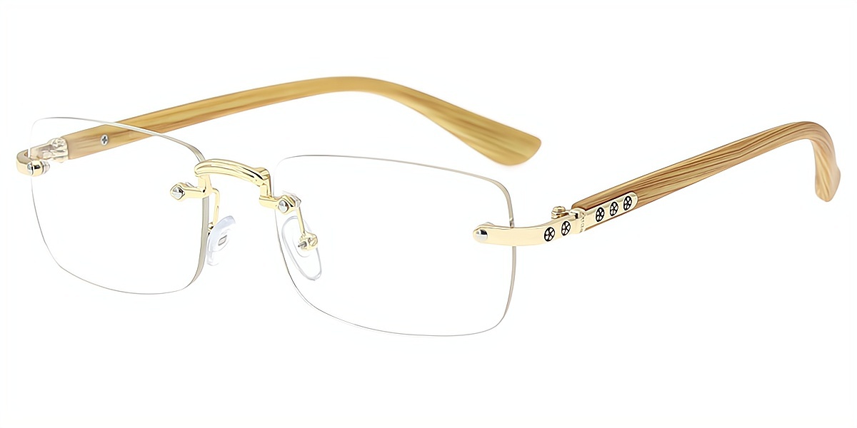 Golden Rectangle Elegant Mixed Materials Eyeglasses