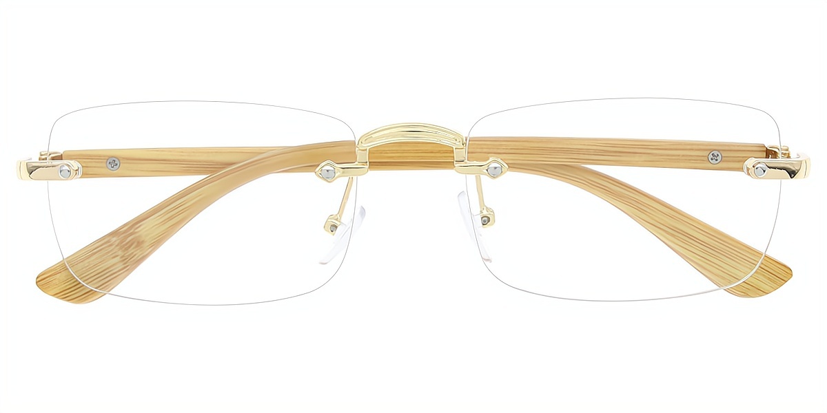 Golden Rectangle Elegant Mixed Materials Eyeglasses