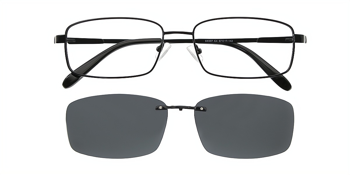 Black Rectangle Classic Simple Metal Eyeglasses