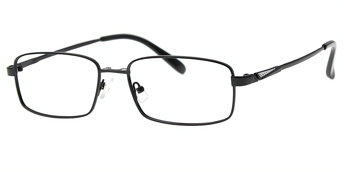 Black Rectangle Classic Simple Metal Eyeglasses