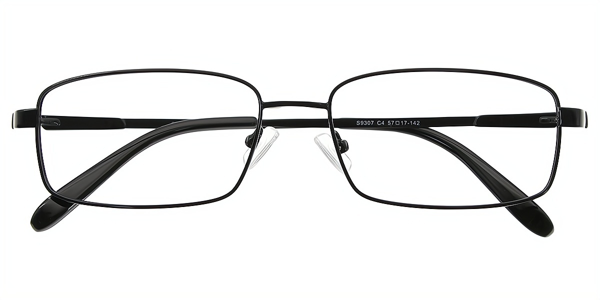 Black Rectangle Classic Simple Metal Eyeglasses