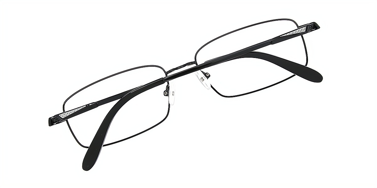 Black Rectangle Classic Simple Metal Eyeglasses