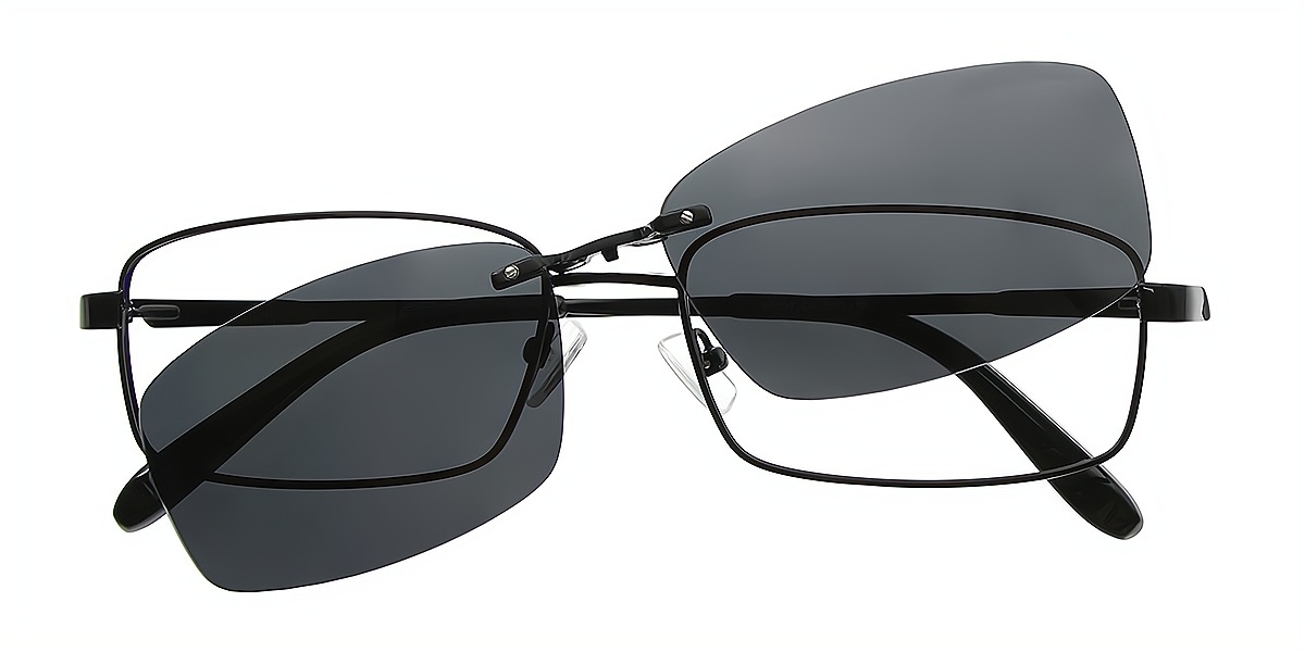 Black Rectangle Classic Simple Metal Eyeglasses