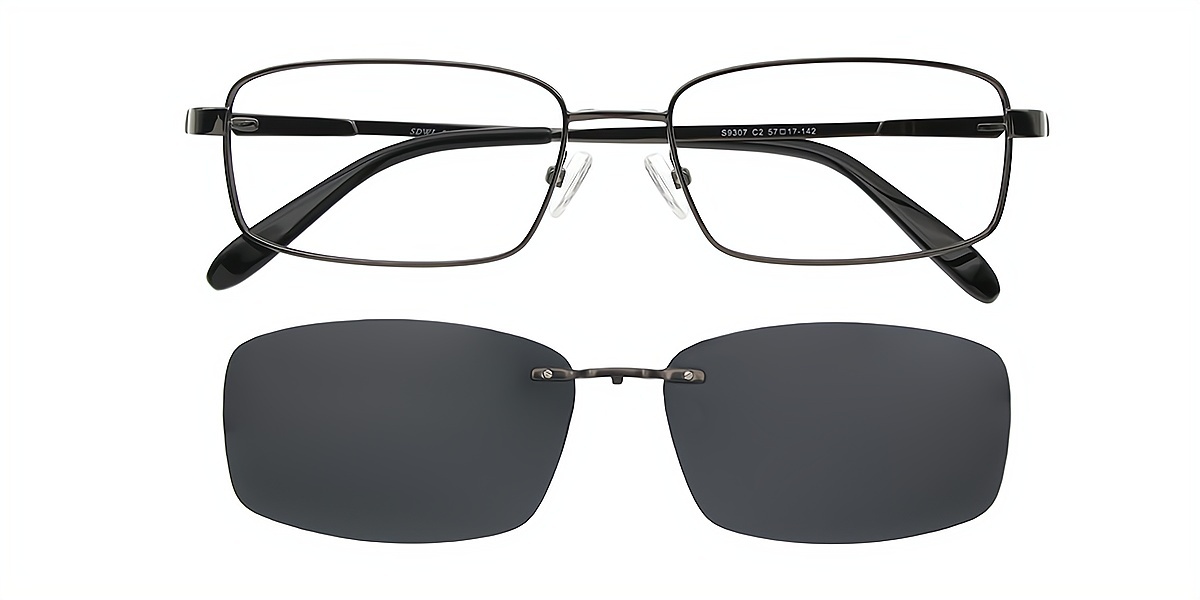 Gray Rectangle Classic Simple Metal Eyeglasses
