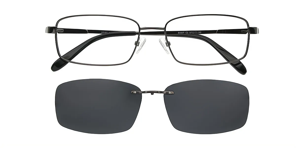 Gray Rectangle Classic Simple Metal Eyeglasses