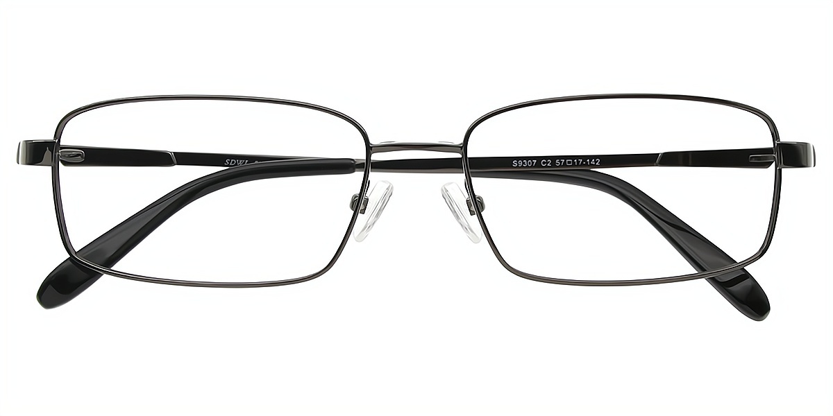 Gray Rectangle Classic Simple Metal Eyeglasses