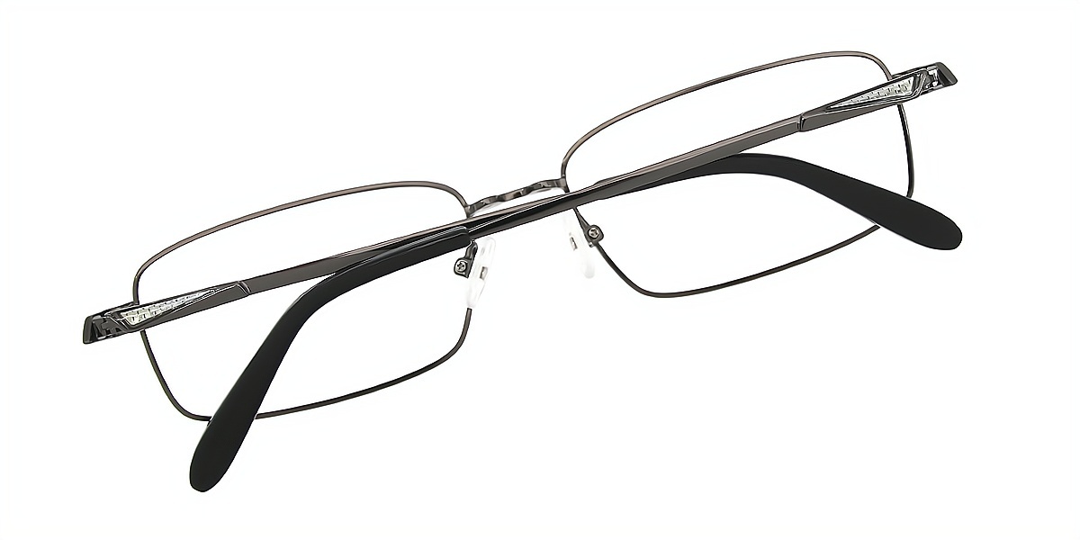Gray Rectangle Classic Simple Metal Eyeglasses