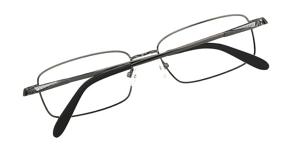 Gray Rectangle Classic Simple Metal Eyeglasses