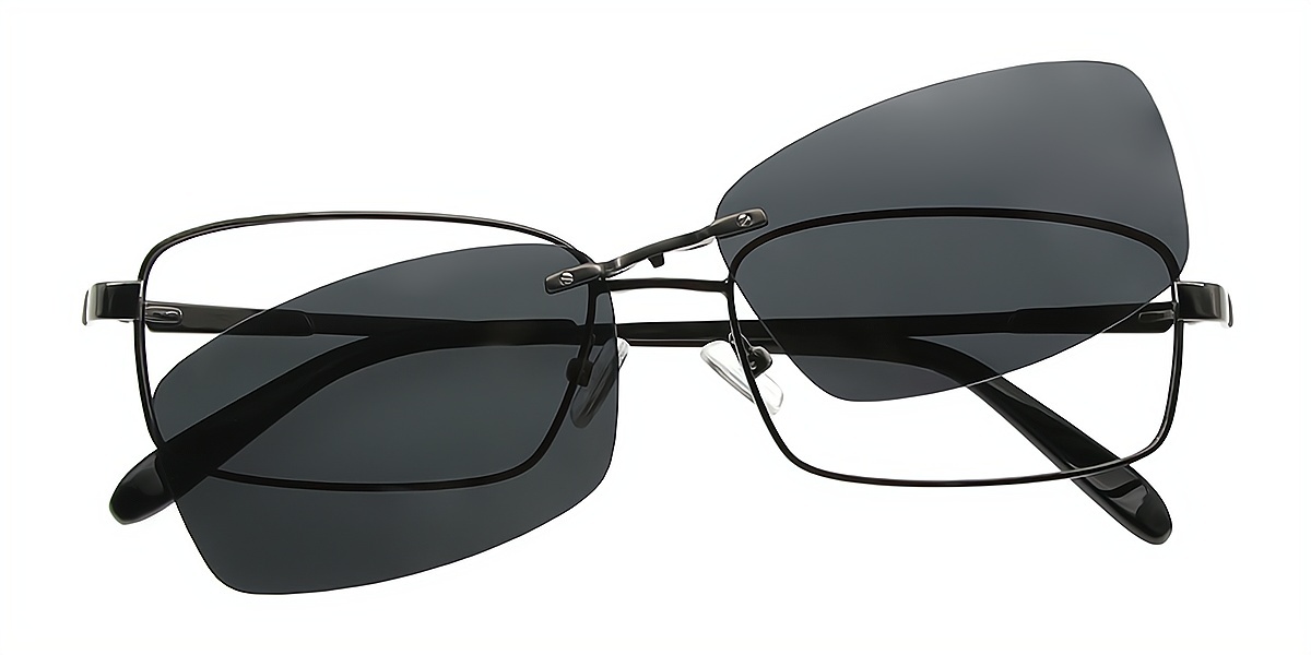 Gray Rectangle Classic Simple Metal Eyeglasses
