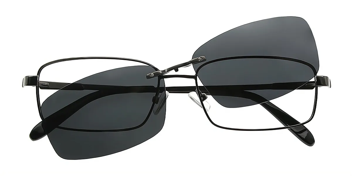 Gray Rectangle Classic Simple Metal Eyeglasses