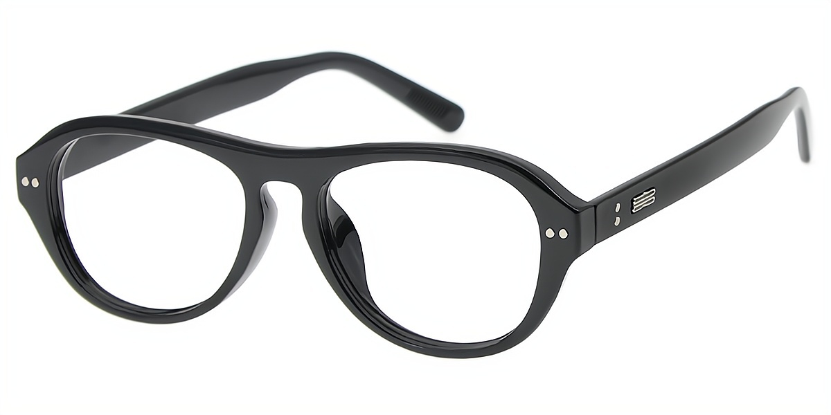 Black Oval Chic Plastic Eyeglasses