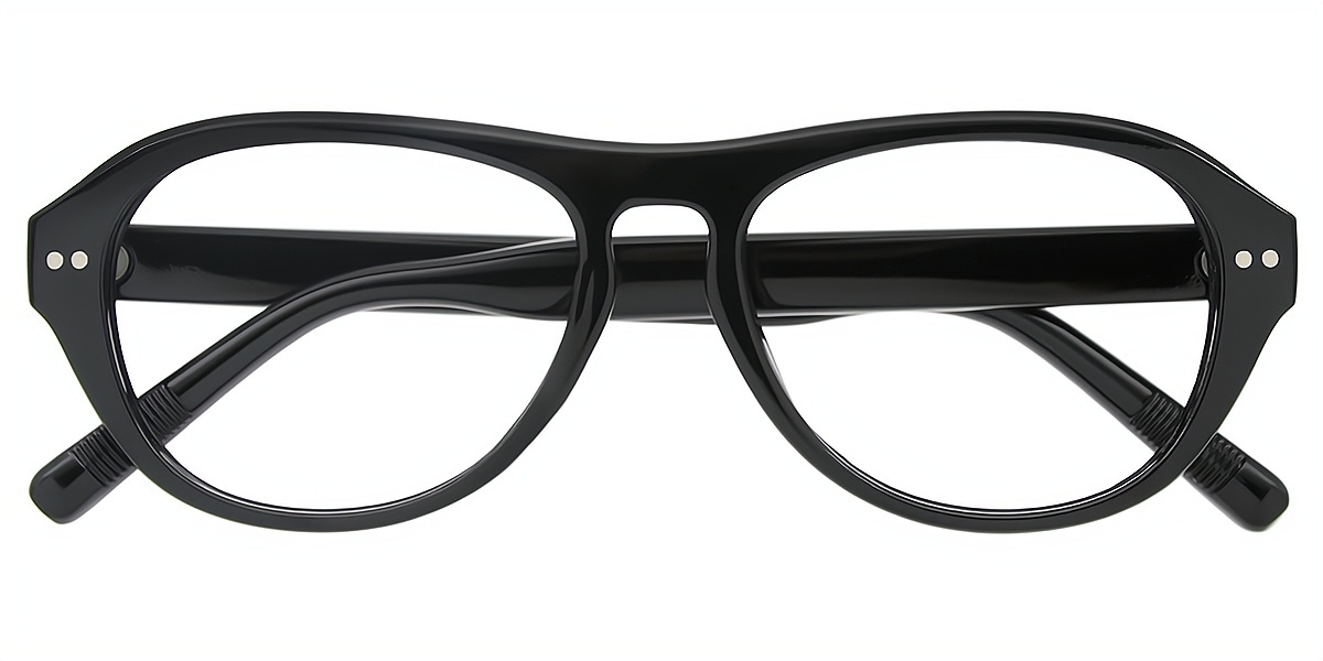 Black Oval Chic Plastic Eyeglasses