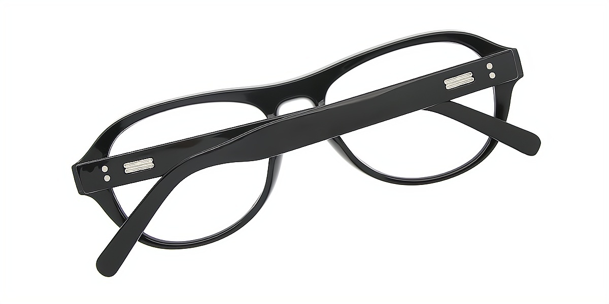 Black Oval Chic Plastic Eyeglasses