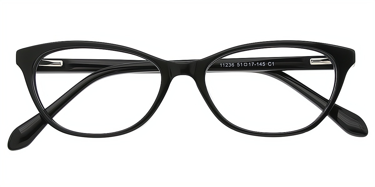 Black Cat Eye Ornate Acetate Eyeglasses