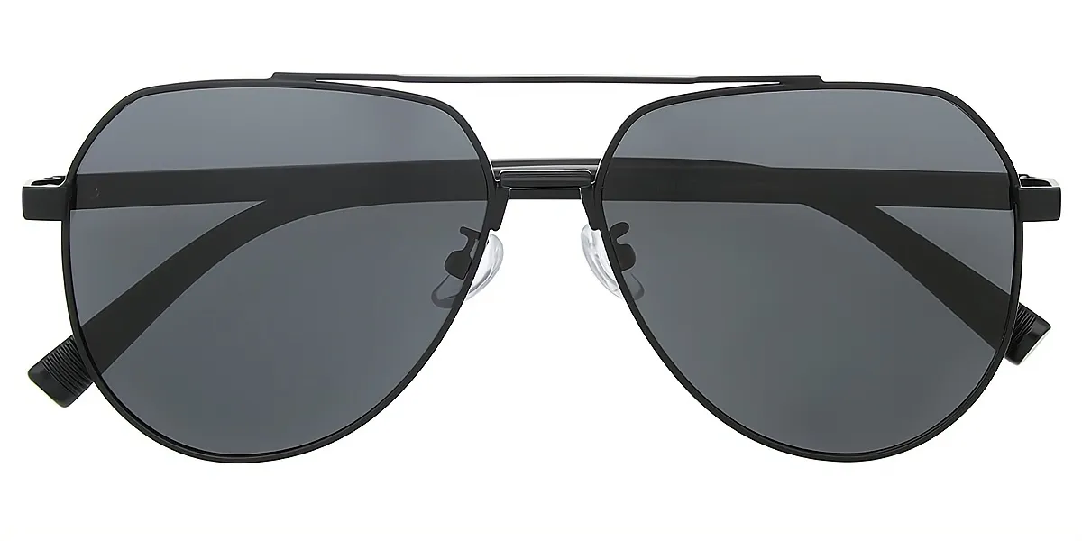 Black Aviator Classic Metal Eyeglasses