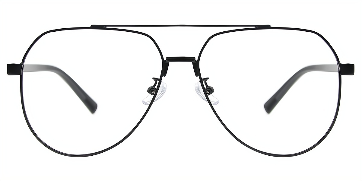 Black Aviator Classic Metal Eyeglasses