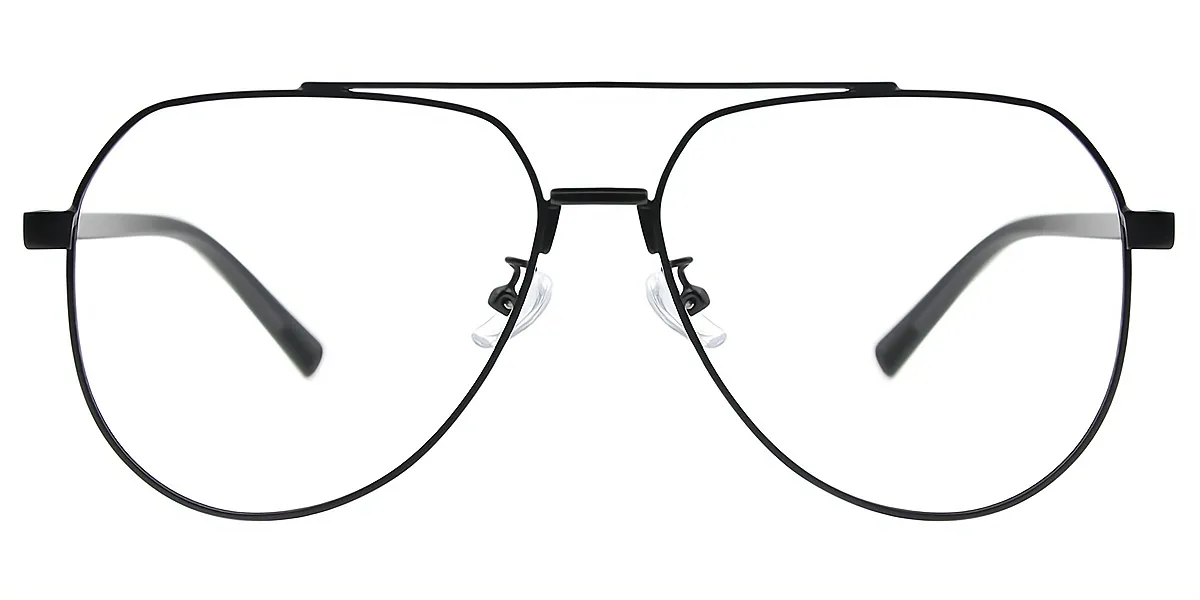 Black Aviator Classic Metal Eyeglasses