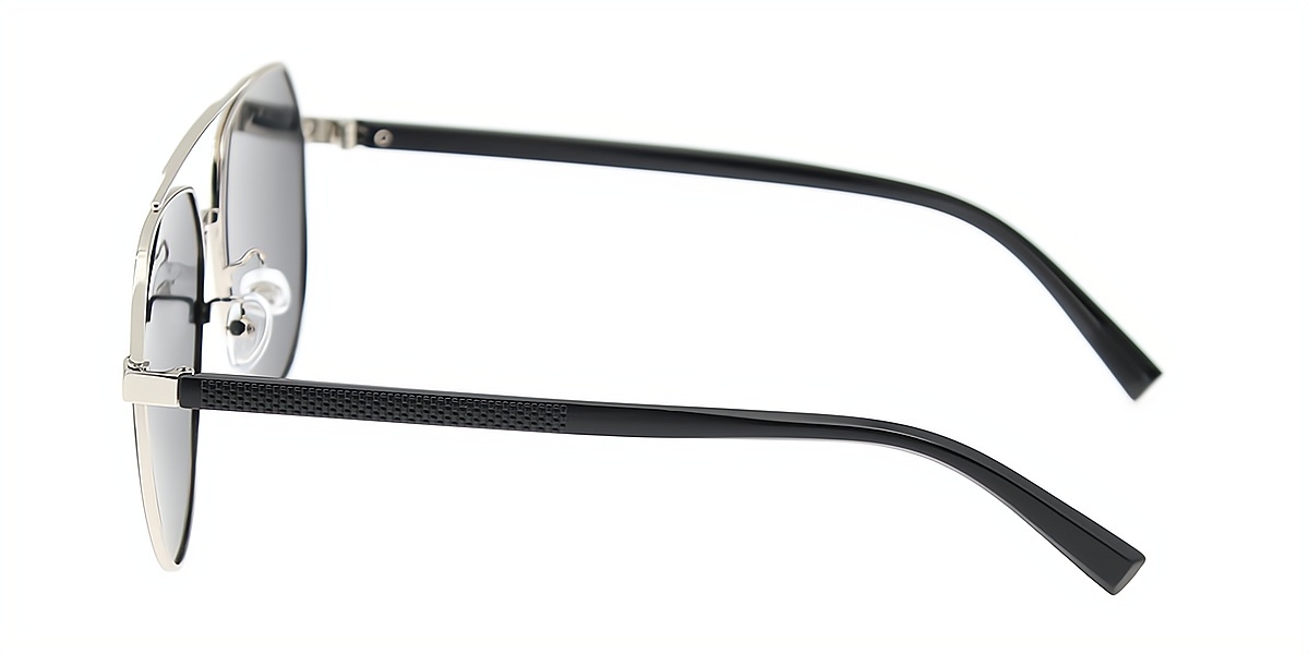 Black Silver Aviator Classic Metal Eyeglasses