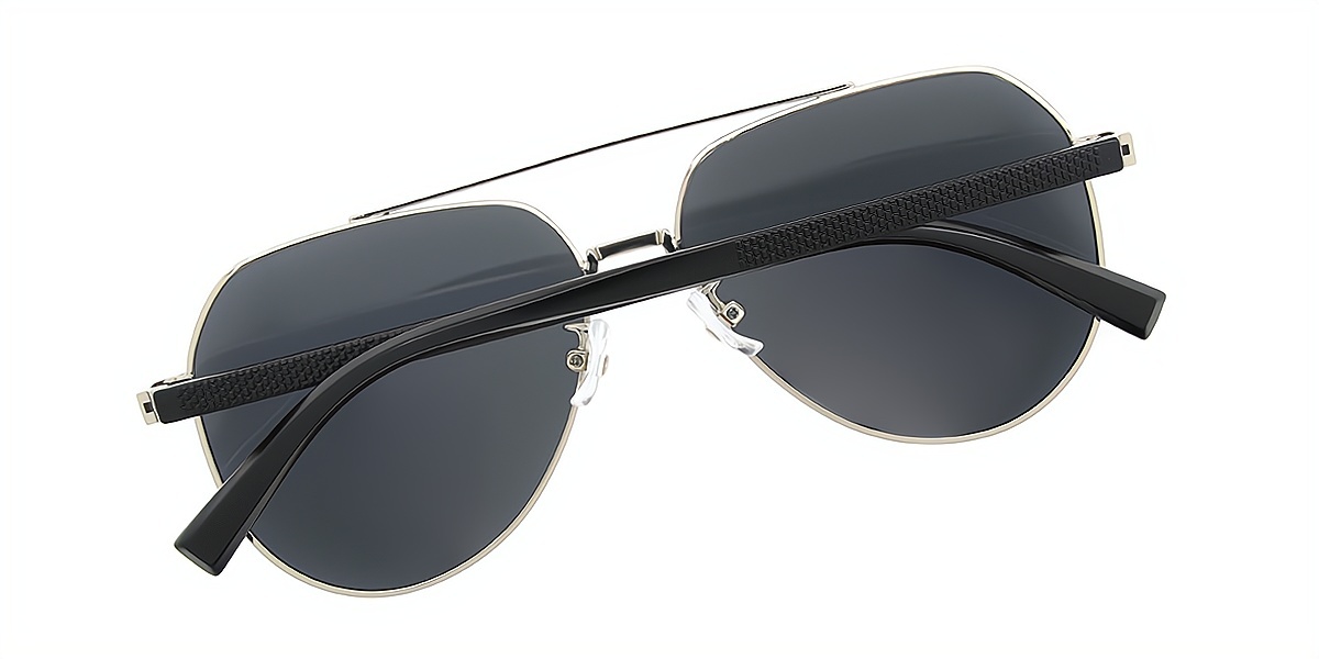 Black Silver Aviator Classic Metal Eyeglasses