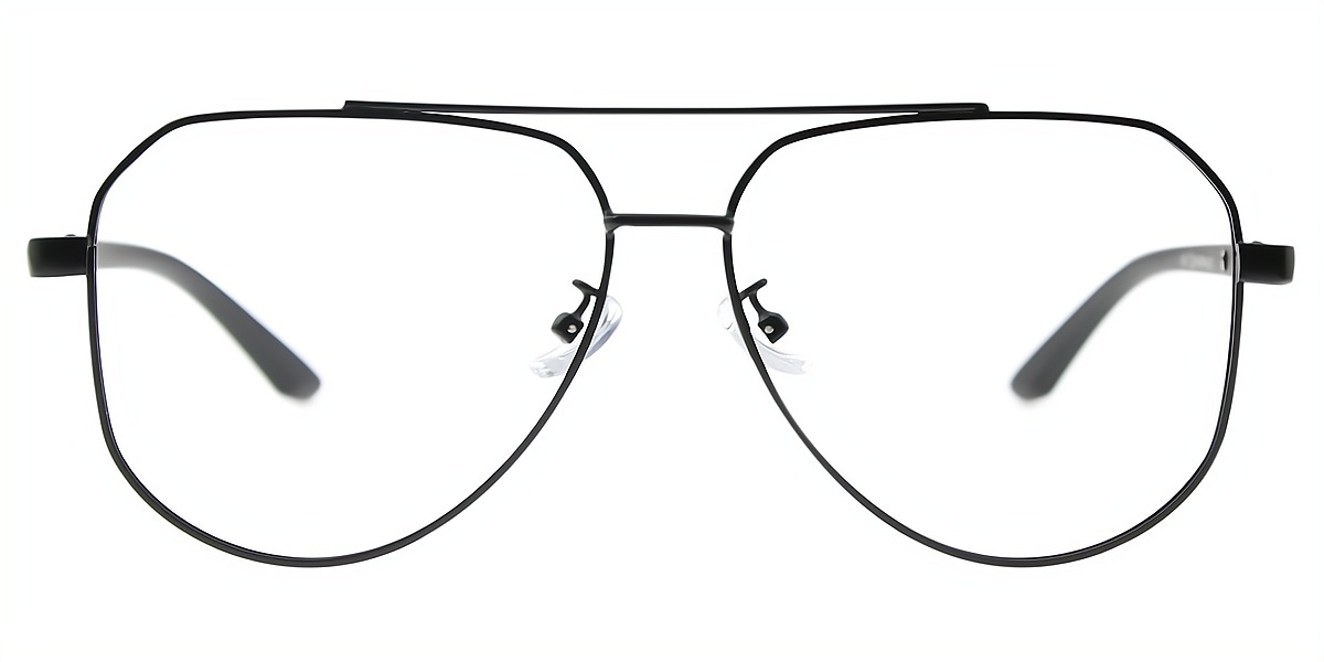Black Aviator Classic Metal Eyeglasses