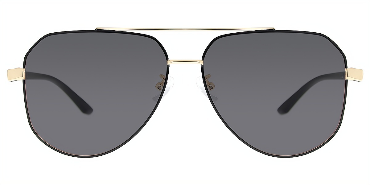 Black Golden Aviator Classic Metal Eyeglasses