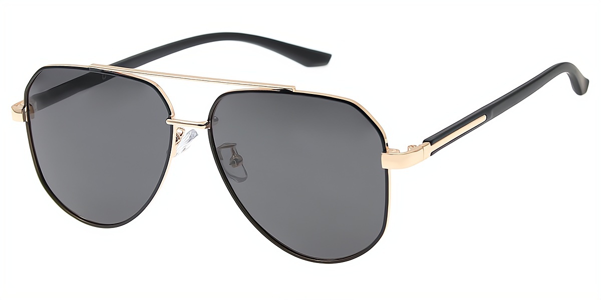 Black Golden Aviator Classic Metal Eyeglasses