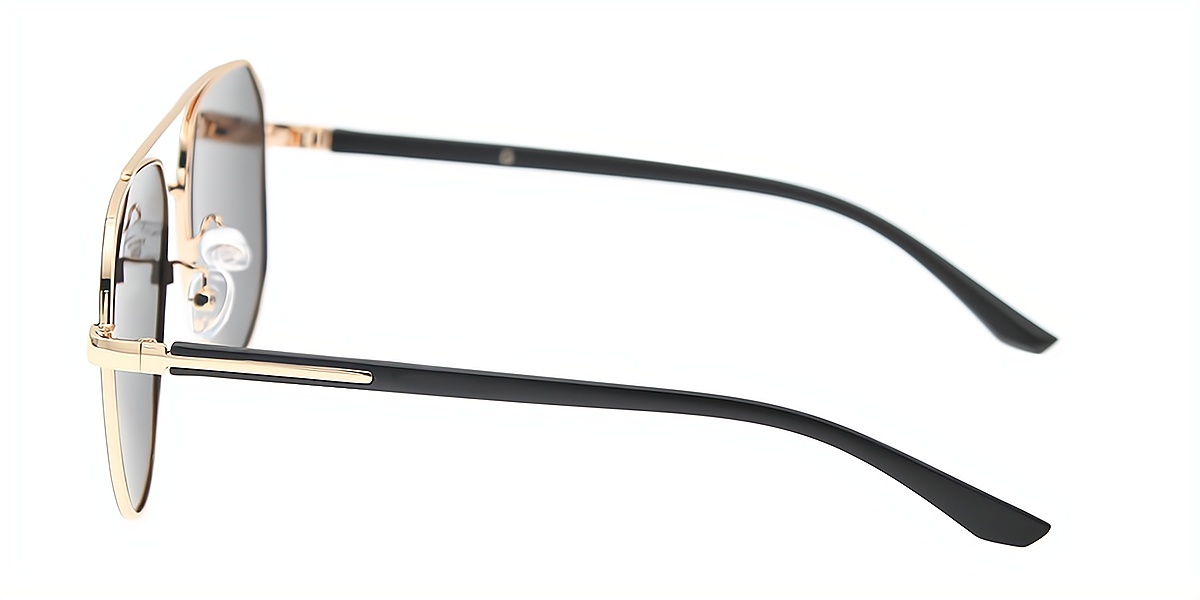 Black Golden Aviator Classic Metal Eyeglasses