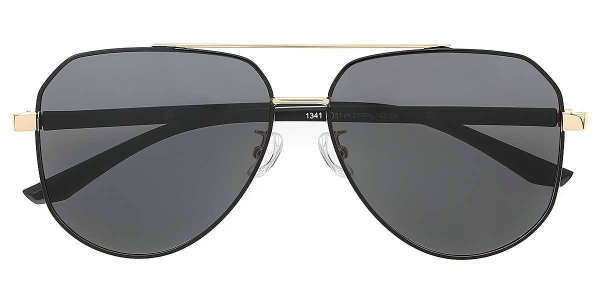 Black Golden Aviator Classic Metal Eyeglasses