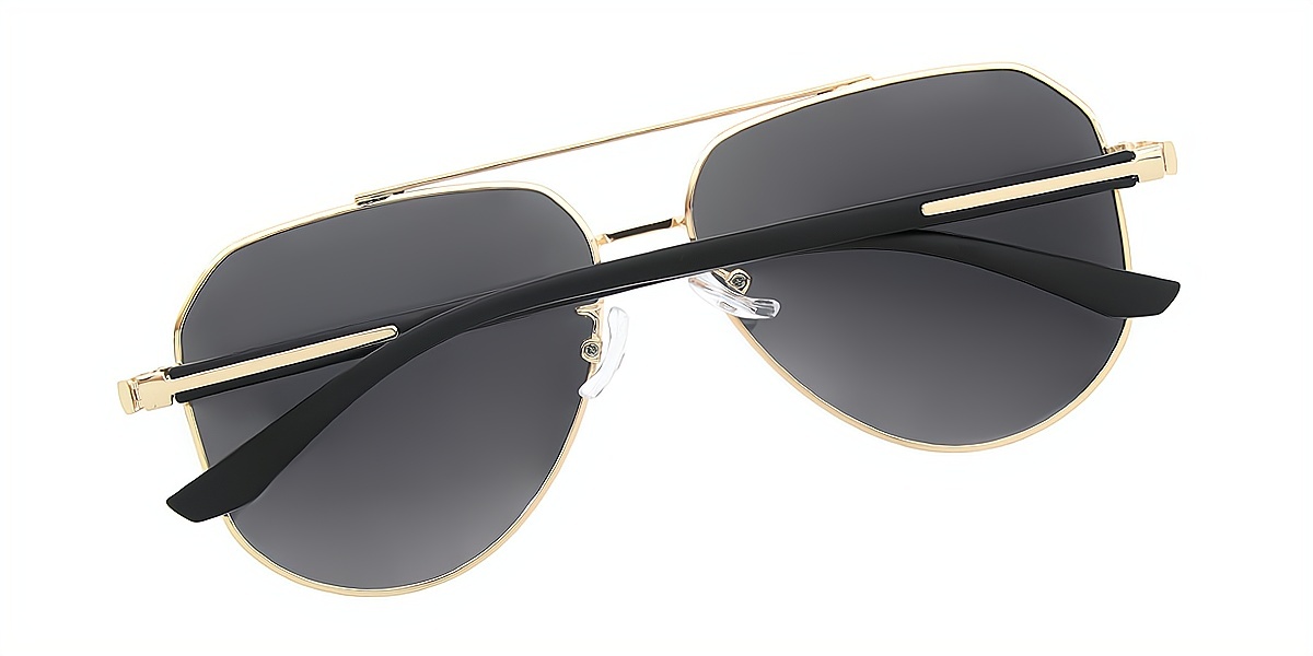 Black Golden Aviator Classic Metal Eyeglasses