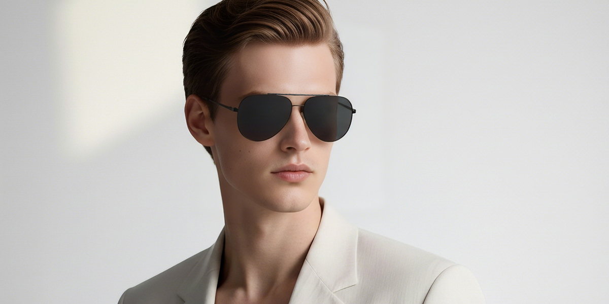 Black Aviator Classic Metal Eyeglasses