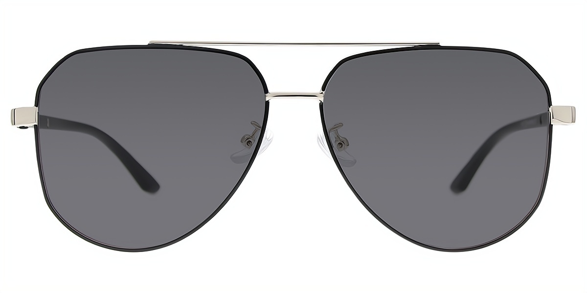 Black Silver Aviator Classic Metal Eyeglasses