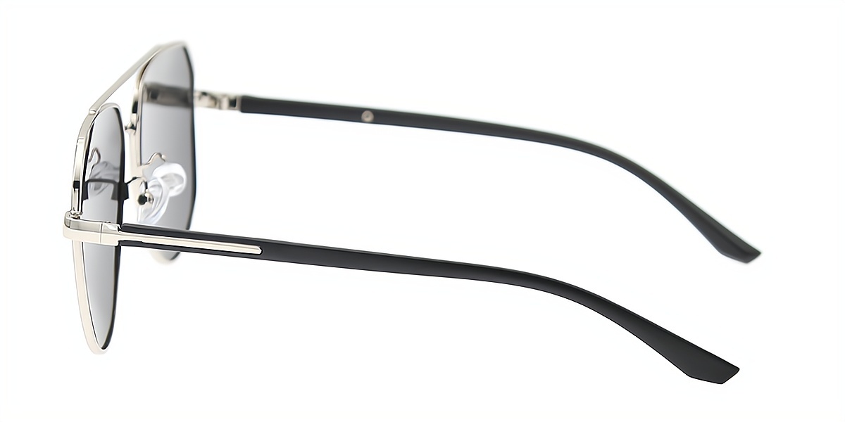 Black Silver Aviator Classic Metal Eyeglasses
