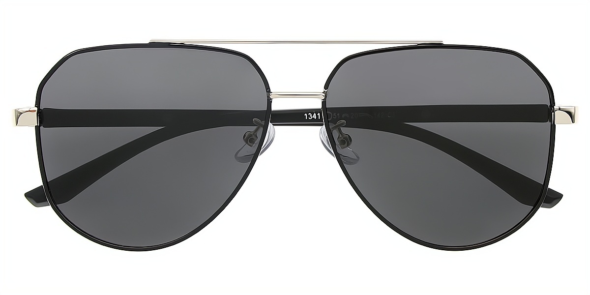 Black Silver Aviator Classic Metal Eyeglasses