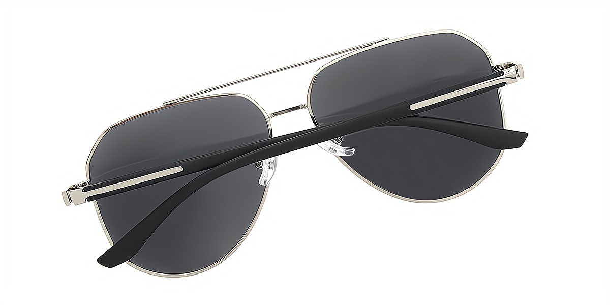 Black Silver Aviator Classic Metal Eyeglasses