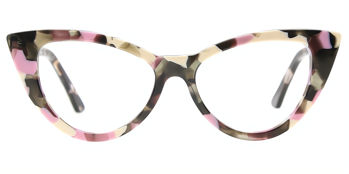 Multicolor Cat Eye Ornate Acetate Eyeglasses