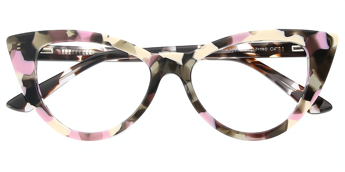 Multicolor Cat Eye Ornate Acetate Eyeglasses