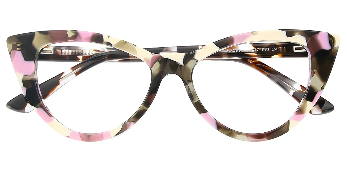 Multicolor Cat Eye Ornate Acetate Eyeglasses